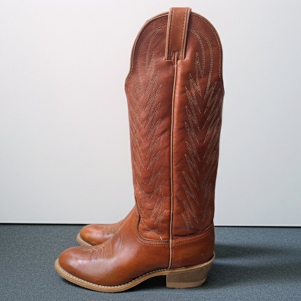Coveted 1980s Vintage Wrangler Leather Cowboy Boots Deadstock Made in USA US7